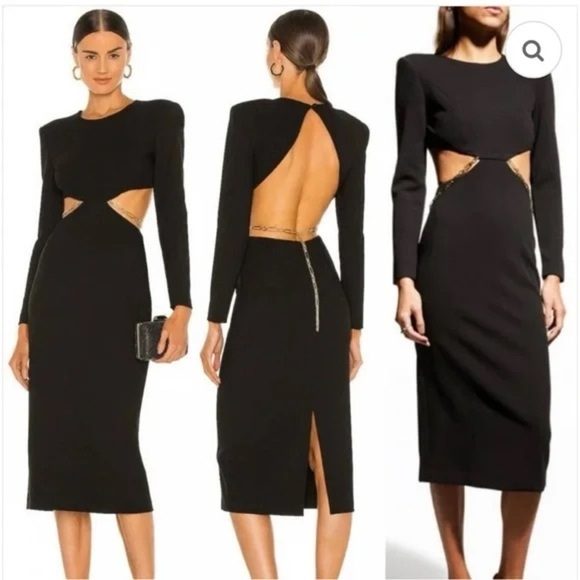 Misha Dresses & Skirts - Misha Black Kori Cutout Midi Dress Size 2